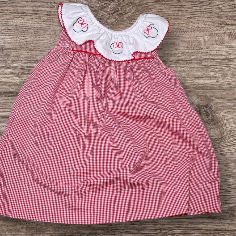 Red Gingham Dress with Embroidered Minnie Mouse Collar